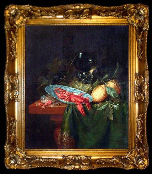 framed  Pieter de Ring Stilleben mit Romer, Krebsen und Zitronen, ta009-2